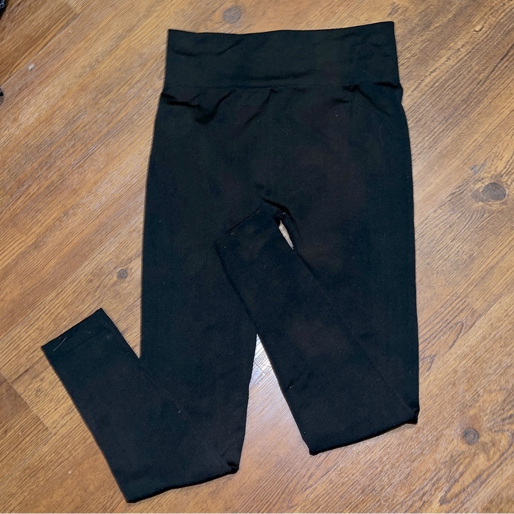 ⭐️Black Fleece Lined Leggings Elastic Waistband Size L/XL - Picture 3 of 8